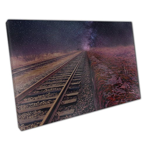 Print on Canvas Train Tracks Stars Ready to Hang Wall Art Print Mounted Canvas print
