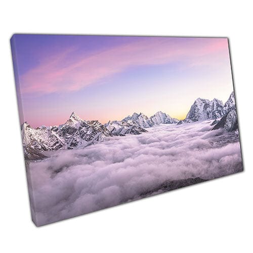 Afdrukken op canvas himalaya boven de wolken klaar om muur kunst afdrukken gemonteerde canvas print op te hangen
