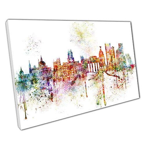 Print on Canvas Colourful Skyline landmarks Madrid Spain Wall Art Print Mounted Canvas print