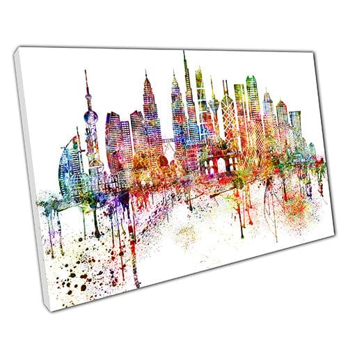 Print on Canvas Colourful Skyline landmarks ASIA Wall Art Print Mounted Canvas print