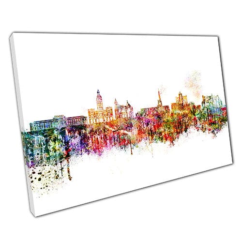 Druck auf Leinwand farbenfrohe Skyline Wahrzeichen Chesterfield England Wall Art Print montiertes Leinwand Druck