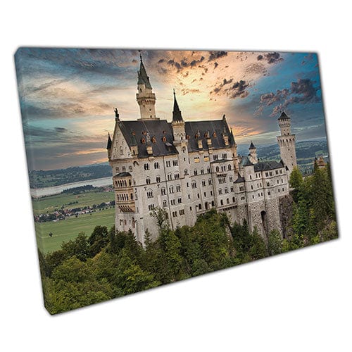 Afdrukken op canvas kasteel met dramatische hemel klaar om muurwand te hangen afdrukken gemonteerde canvas print