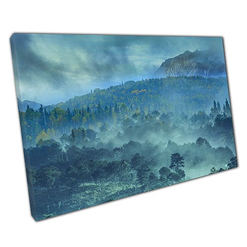 Imprimir en lienzo misterioso bosque foggy listos para colgar arte de impresión impresa lona montada