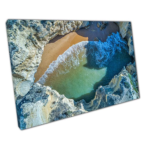Impresión en lienzo Birds Eye View Portugal Beach oculta Lista para colgar Arte de pared Impresión de lona montada