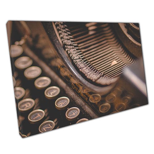 Afdrukken op canvas antieke verouderde typemachine details klaar om muur kunst afdrukken gemonteerd canvas print te hangen