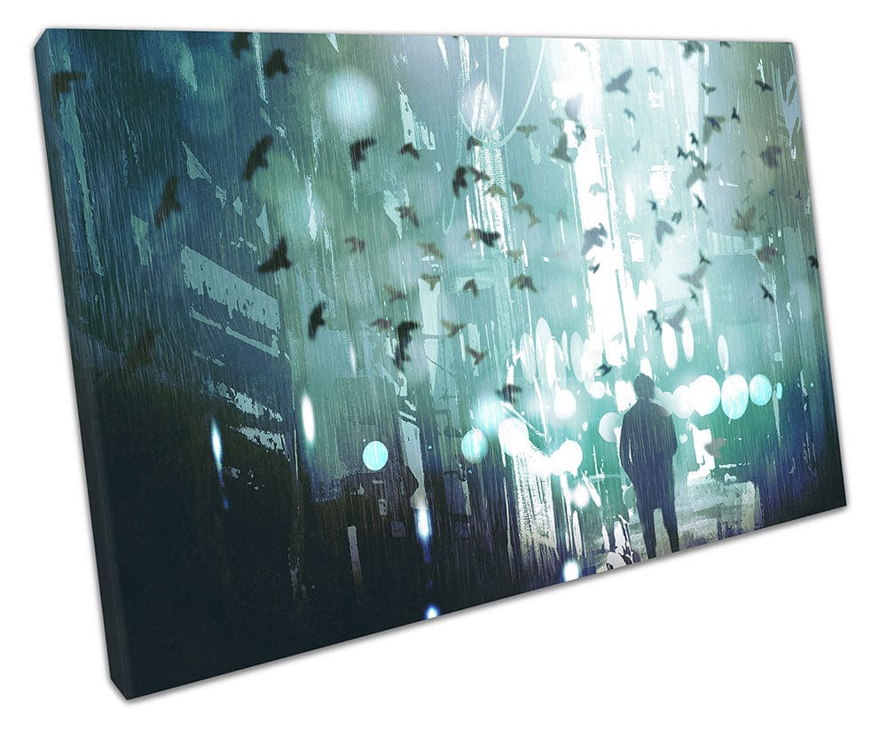 Print on Canvas Flock Of Birds Canvas Wall Art Ready To Hang Wall Art Print Mounted Canvas print