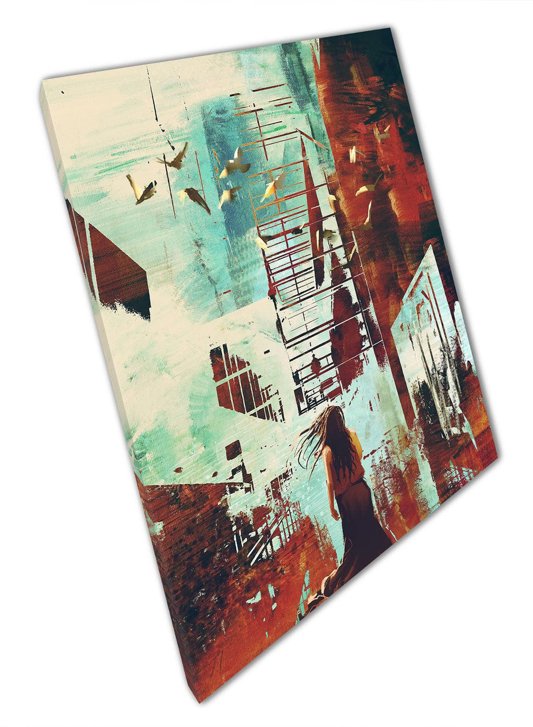 Afdrukken op canvas abstracte dame canvas muurkunst klaar om te hangen print gemonteerd canvas print