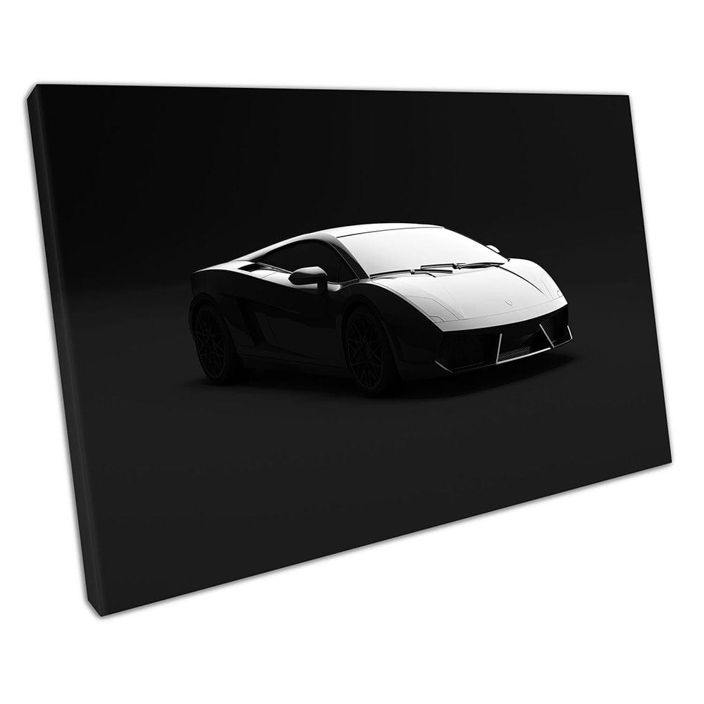 Black Shadow Luxury Sports Car listo para colgar Arte de pared Impresión de lona montada