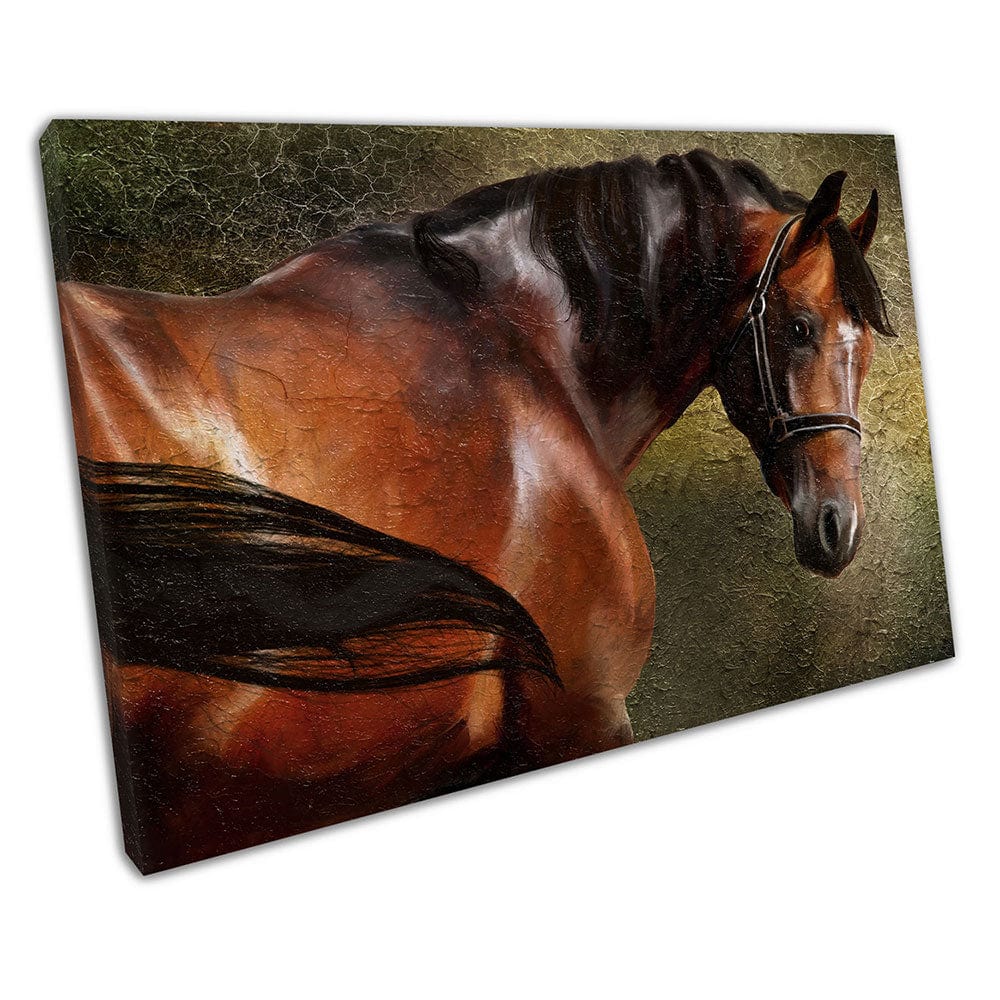 kastanje bruin paarden schilderen print dierenkunst klaar om canvas muur kunst te hangen print gemonteerde canvas print
