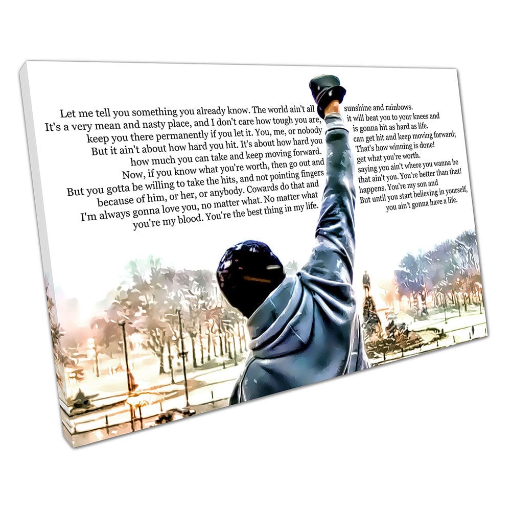 Cita de boxeo Rocky Balboa Déjame decirte algo impreso de arte de pared en lienzo montado en lienzo impresión
