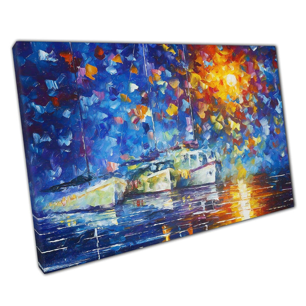 Barcos nocturnos Pintura Impresión de Leonid Afremov Canvas Arte de pared Impresión en una imagen de lienzo para decoración de la oficina en casa
