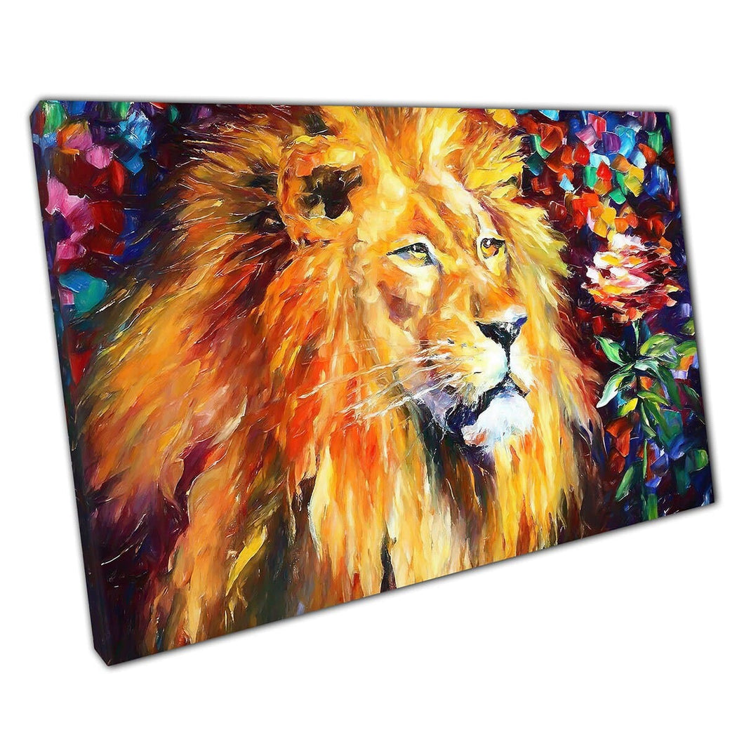 Kleurrijke leeuw door Leonid Afremov Canvas Wall Art Print op canvas foto voor thuiskantoor decor