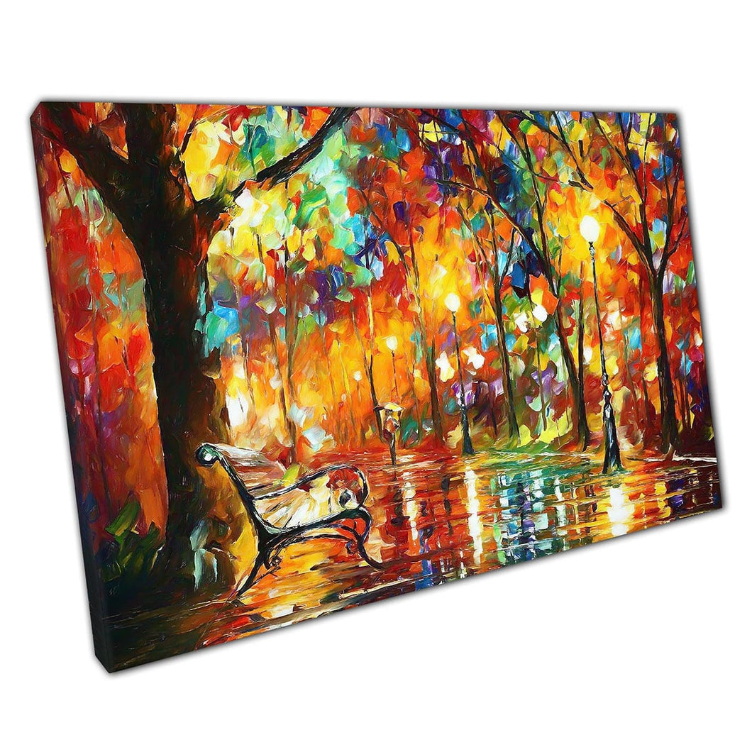 Colourful Rain park painting Print by Leonid Afremov Canvas Wall Art print on canvas Picture for Home Office Decor