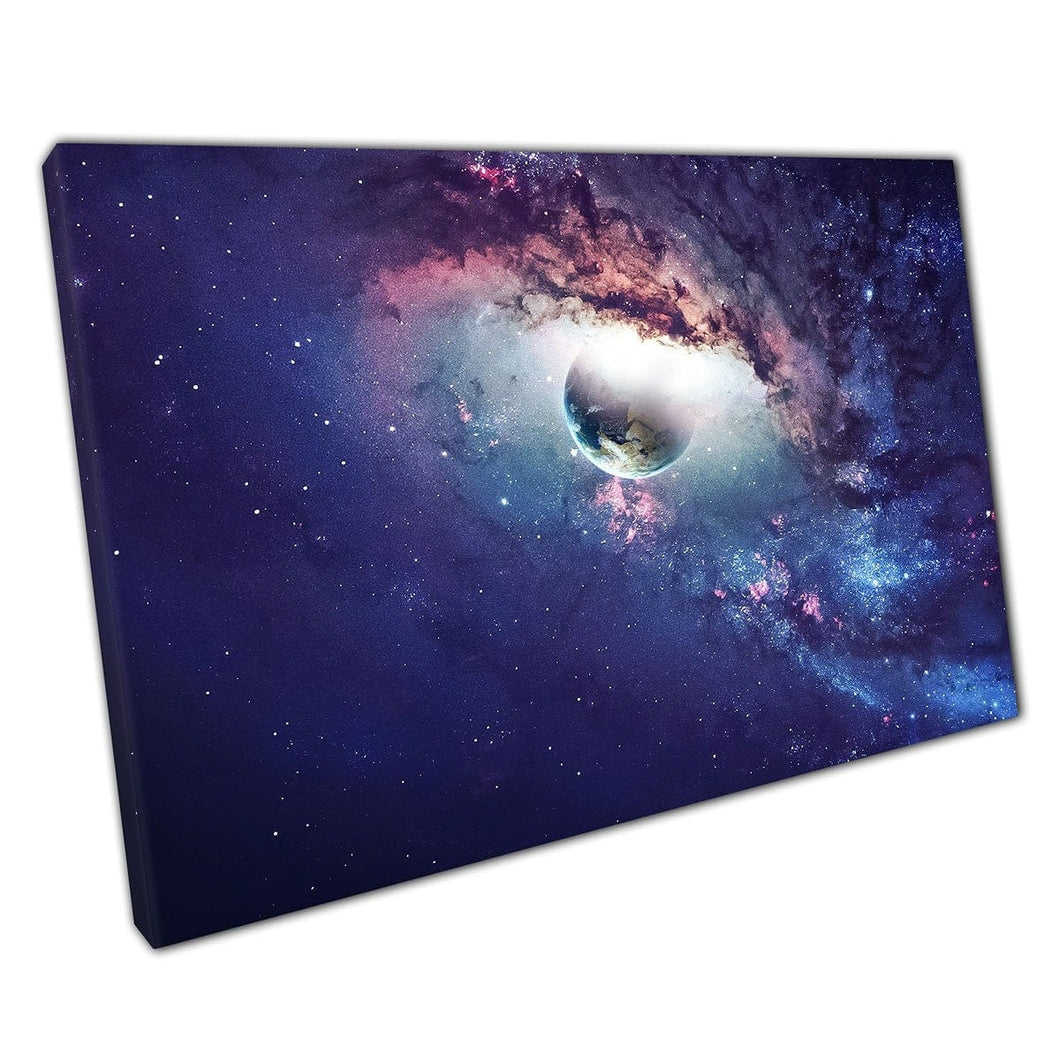 Fantasy Universe Scene Stars Planets Galaxies Buiter Space Exploration Wall Art Print op canvas gemonteerde canvas print