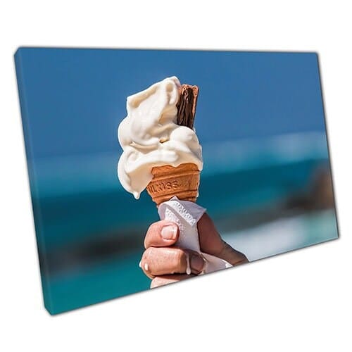 Stampa su tela 99 e cono gelato a fiocco in fiocchi per appendere arte murale stampata in tela montata