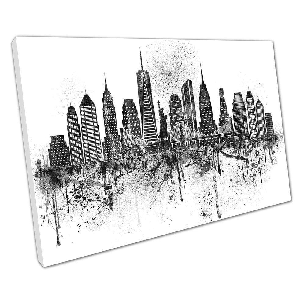 Zwart -wit schilderachtige stad New York NYC USA Klaar om canvas muurkunst te hangen afdrukken gemonteerd canvas print