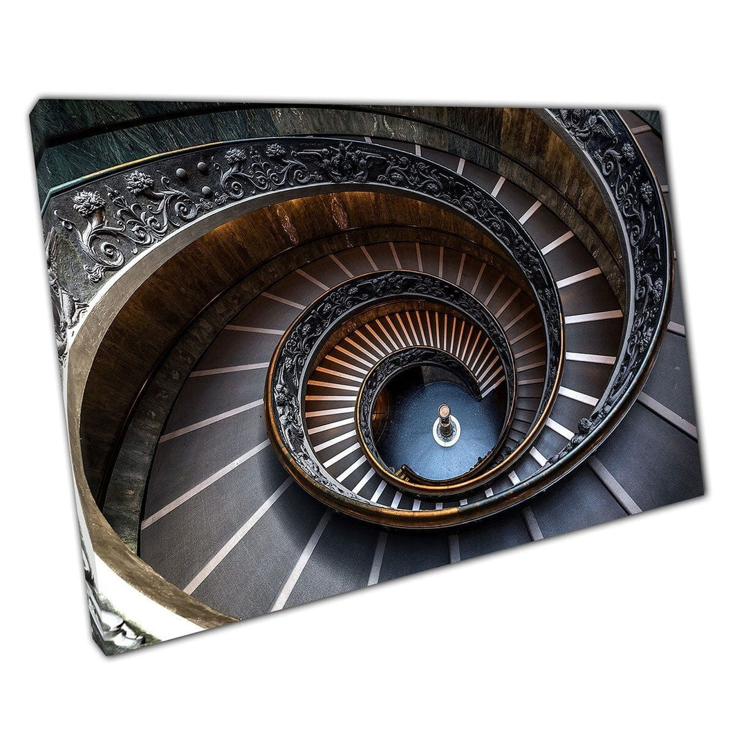 Architettura pesantemente decorativa Architettura Spirale Spirale Museo Vaticano Roma Italia Wall Art Stampa su tela di tela montata