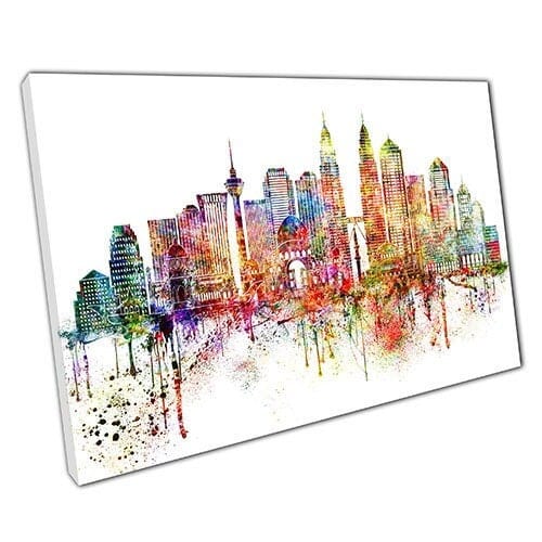 Print on Canvas Colourful Skyline landmarks Kuala Lumpur Malaysia Wall Art Print Mounted Canvas print
