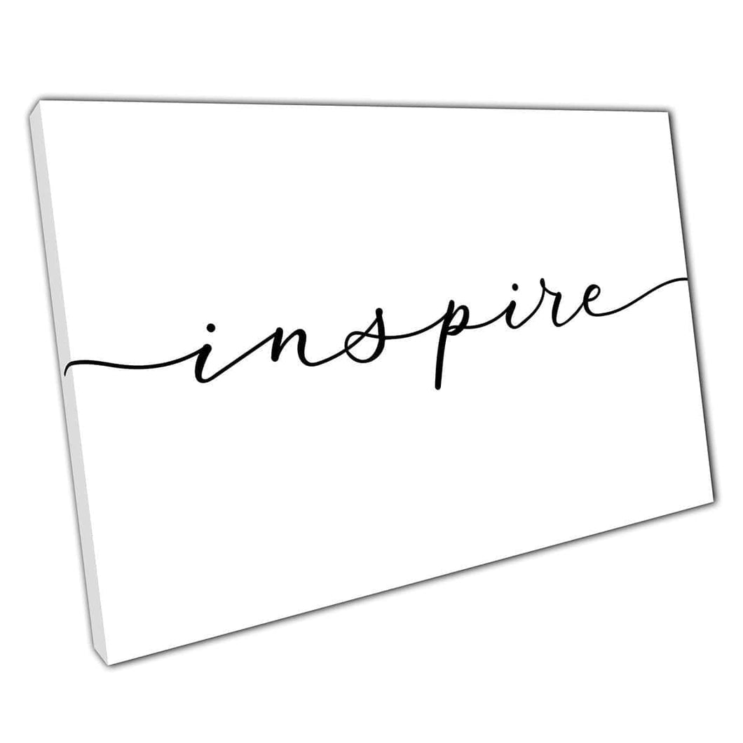 Inspire Continuous Line Minimalist Typography Text Inspiration Wall Art Print On Canvas Mounted Canvas print