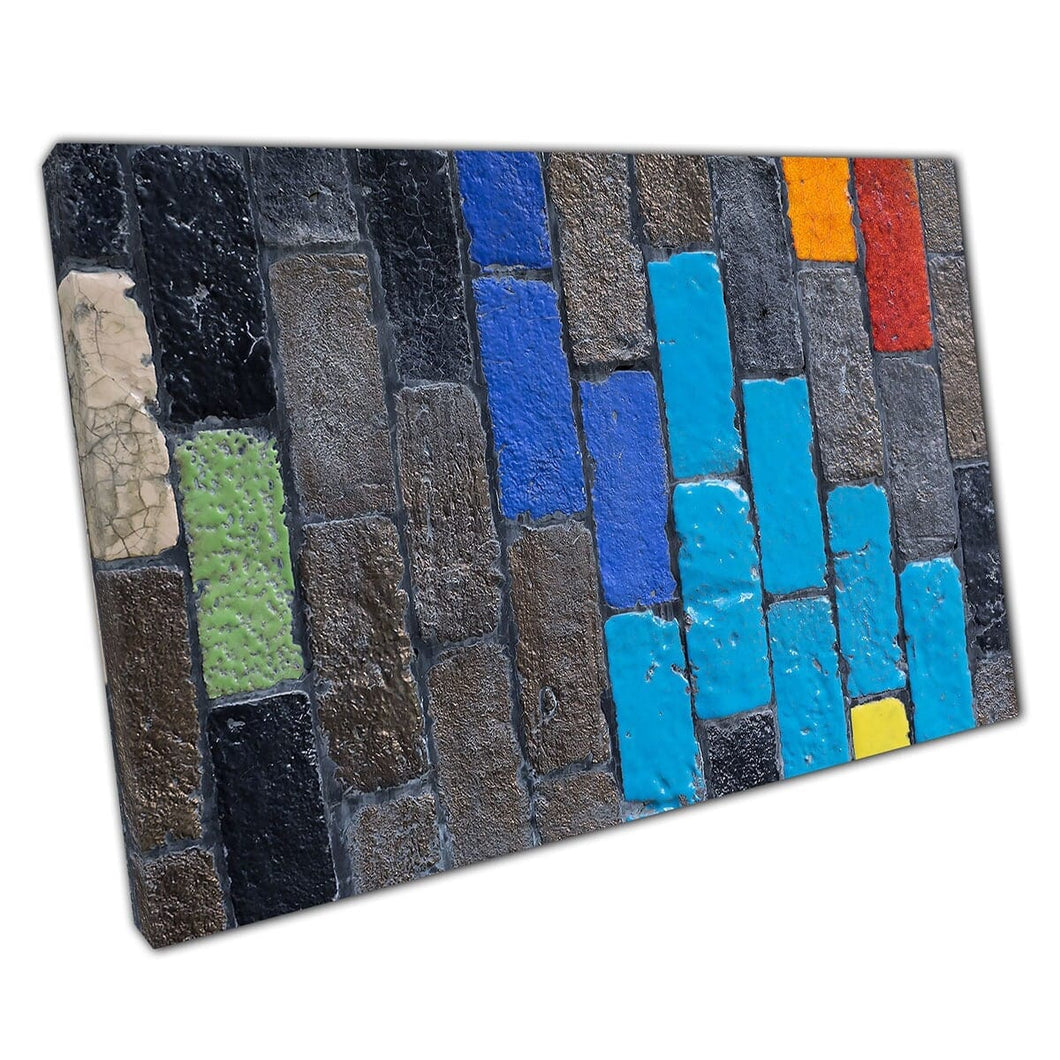 Kleurrijke abstracte geschilderde bakstenen hedendaagse straat stadskunstwerk muur kunst print op canvas gemonteerde canvas print
