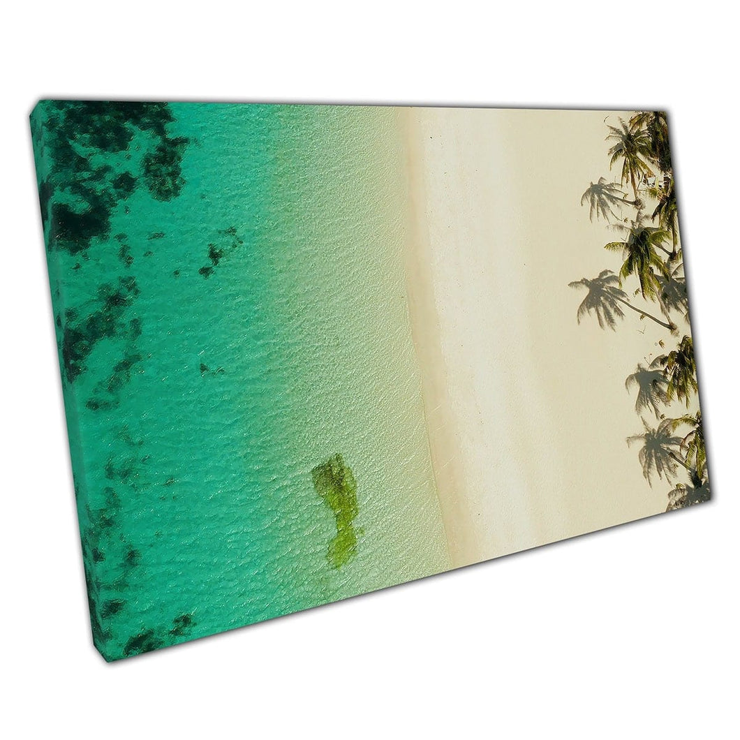 Aerial View Of Clear Turquoise Seascape White Sandy Coastline Boracay Philippines Wall Art Print On Canvas Mounted Canvas print