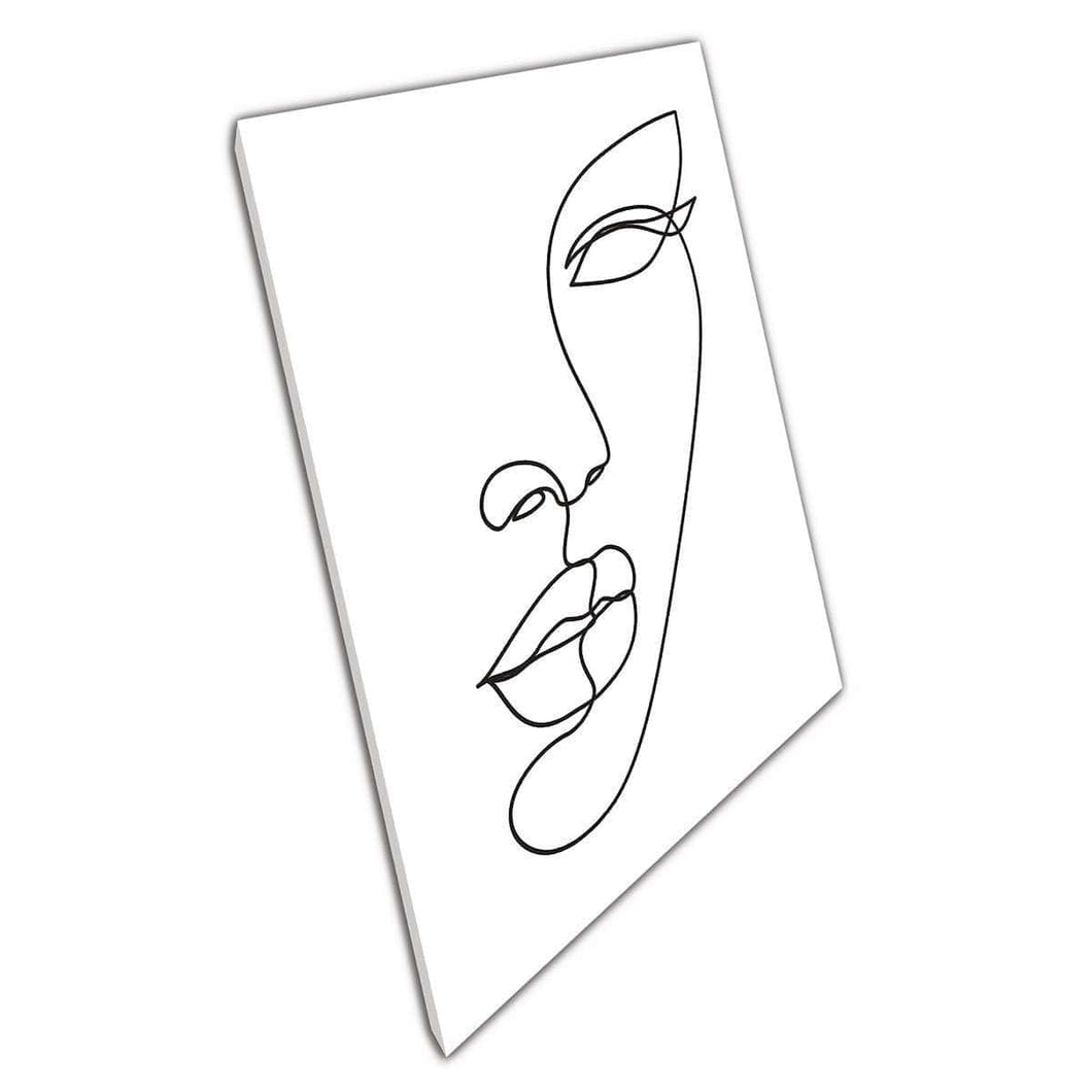 Vrouw gezicht continue line tekenen minimale kunst canvas muur kunst print op canvas gemonteerde canvas print
