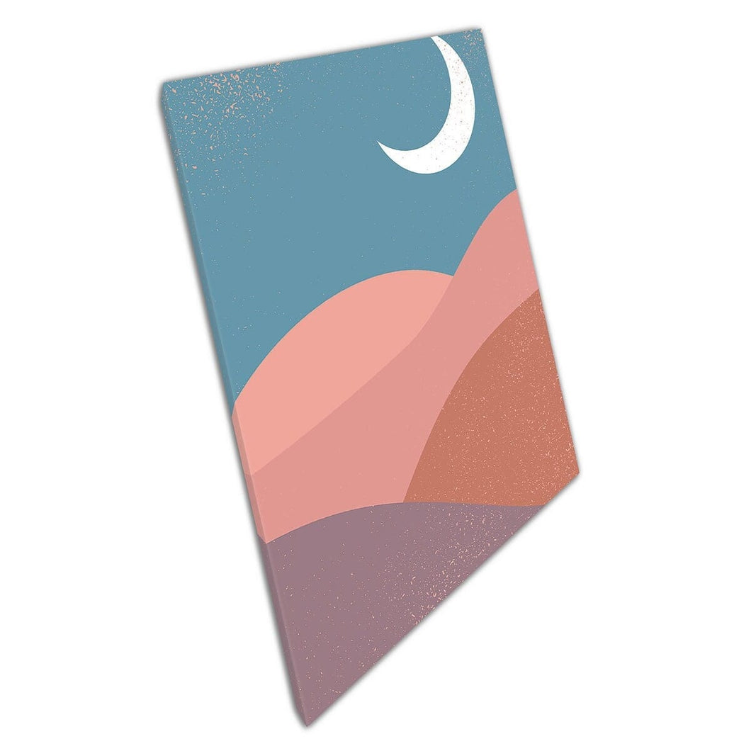 Abstract Peach Brown Blue Shades Sandy Desert Sunset Minimalist Modern Contemporary Wall Art Print On Canvas Mounted Canvas print