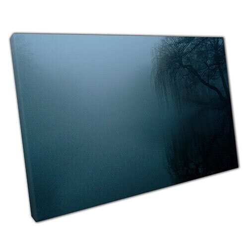 Afdrukken op canvas spookachtige onheilspellende horror bosmist klaar om muurwand te hangen print gemonteerde canvas print