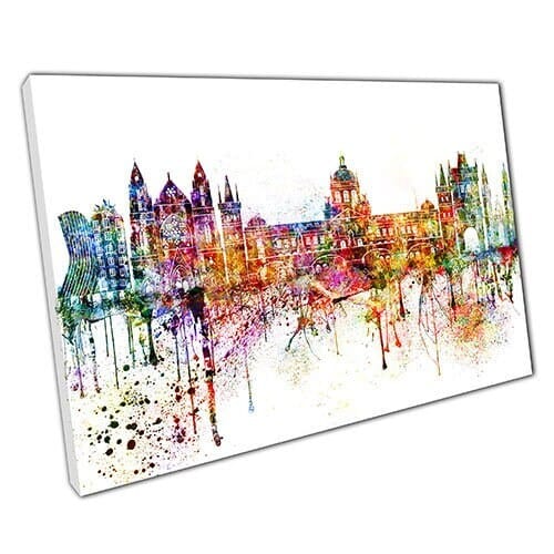 Afdrukken op canvas kleurrijke skyline oriëntatiepunten Praag Tsjechië Wall Art Print gemonteerde canvas print