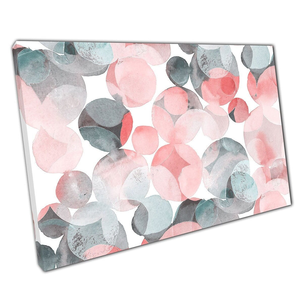 Multicoloured Pastel Pink Grey Watercolour Polka Dot Abstract Spotted Pattern Wall Art Print On Canvas Mounted Canvas print