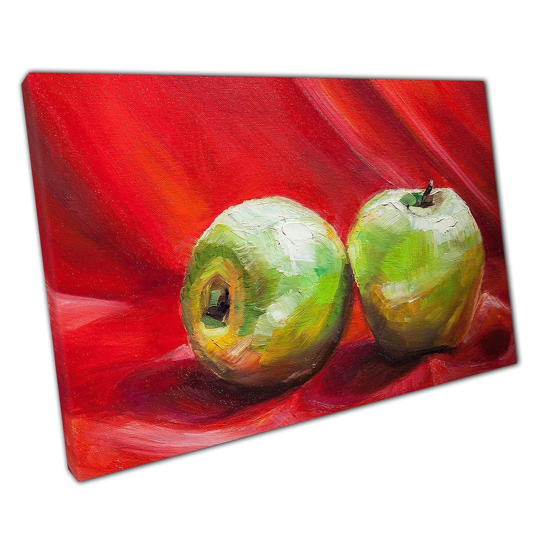 Apple di mela verde classico Fruits Still Life Painting Art Print su tela in tela Stampa di tela