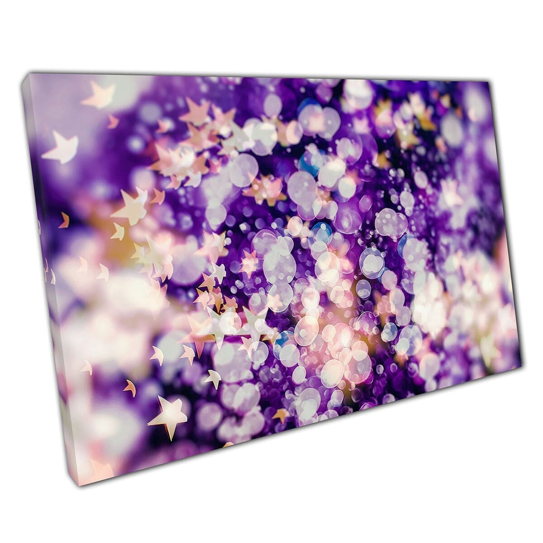 Impresión de arte de pared de la pared de la estrella festiva de color púrpura dorado brillante