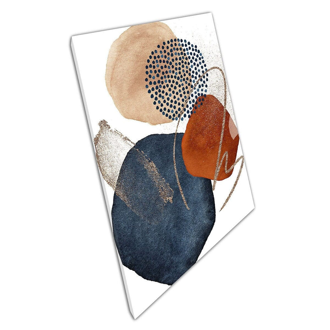 Terracotta Blue Beige Layering Collage Style Abstract Modern Minimal Composition Wall Art Print On Canvas Mounted Canvas print