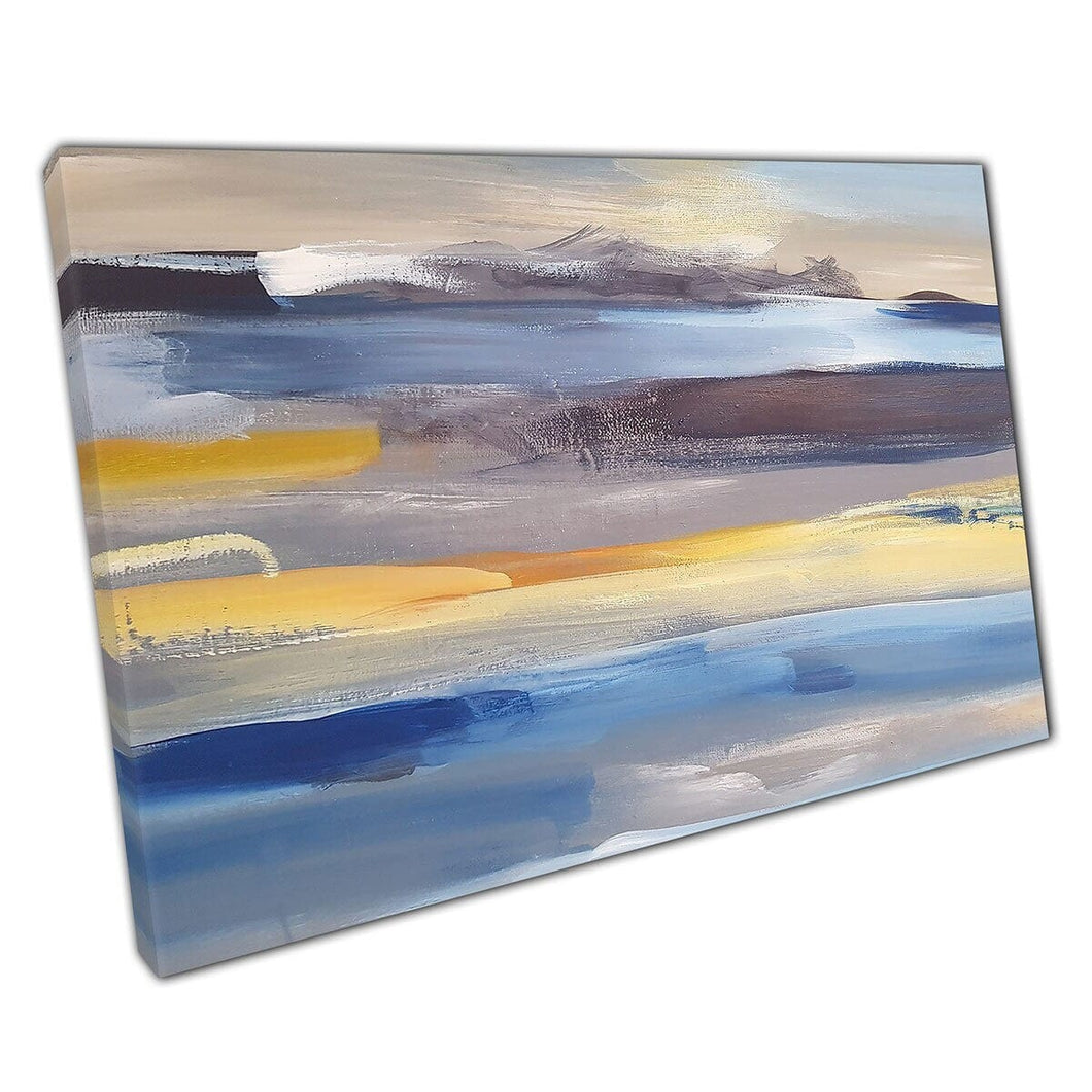 Abstract Rough Textured Brush Strokes Beach Colour Palette Minimal Contemporary Wall Art Print On Canvas Mounted Canvas print
