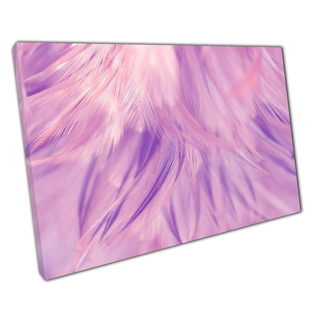 Fluffy roze zachte pastel bewerkte veren textuur abstract gedetailleerde macro fotografie muurkunst print op canvas gemonteerde canvas print