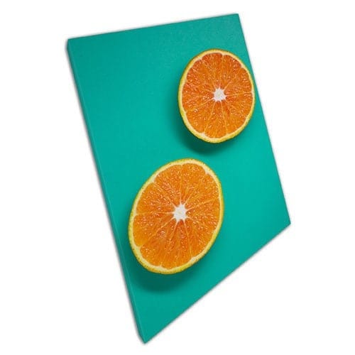 Print on Canvas Orange Teal Blue Contrast Fruit Art Ready to Hang Wall Art Print Mounted Canvas print