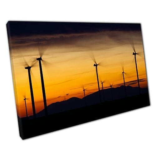 Stampa su tela Sunset Wind Farm Pronto per appendere la parete Stampa di tela montata