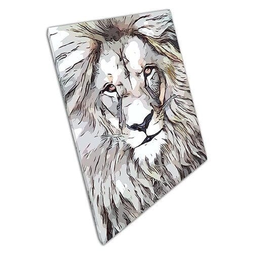 Afdrukken op canvas geïllustreerde stripstijl Lion Art Wall Art Print gemonteerd canvas print