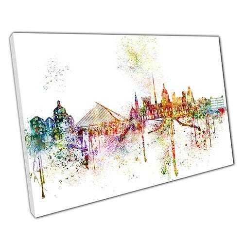 Stampa su tela colorate punti di riferimento dello skyline Dublino Irlanda Stampa di arte da parete Stampa tela montata