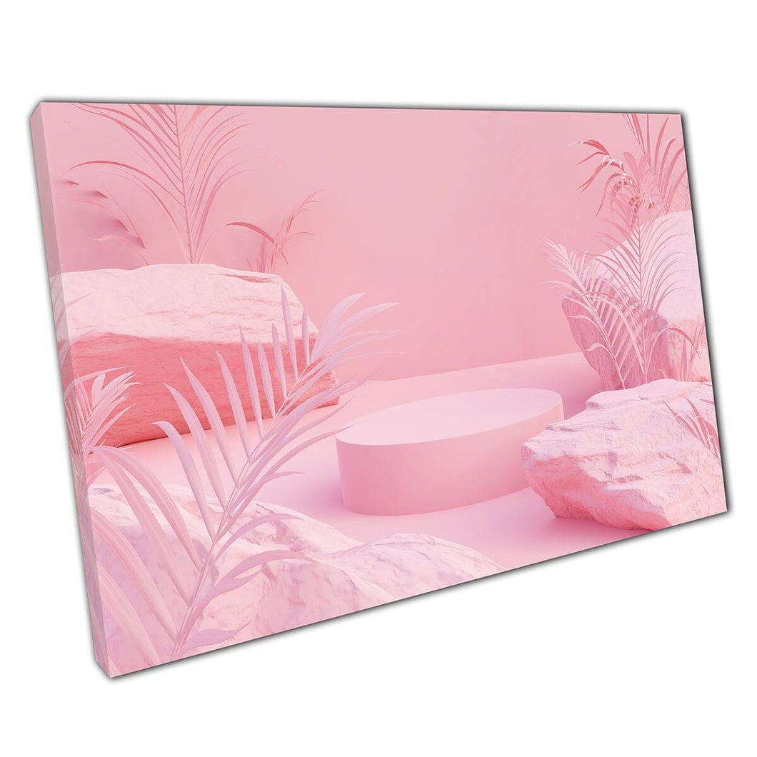 Abstract Pastel Pink 3D Rendering Natural Formations Conceptual Digital Artwork Wall Art Print On Canvas Mounted Canvas print