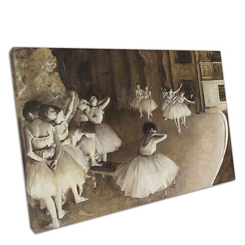 Edgar Degas Ballet Repetitie op het podium Wall Art Print gemonteerd canvas print klaar om op te hangen