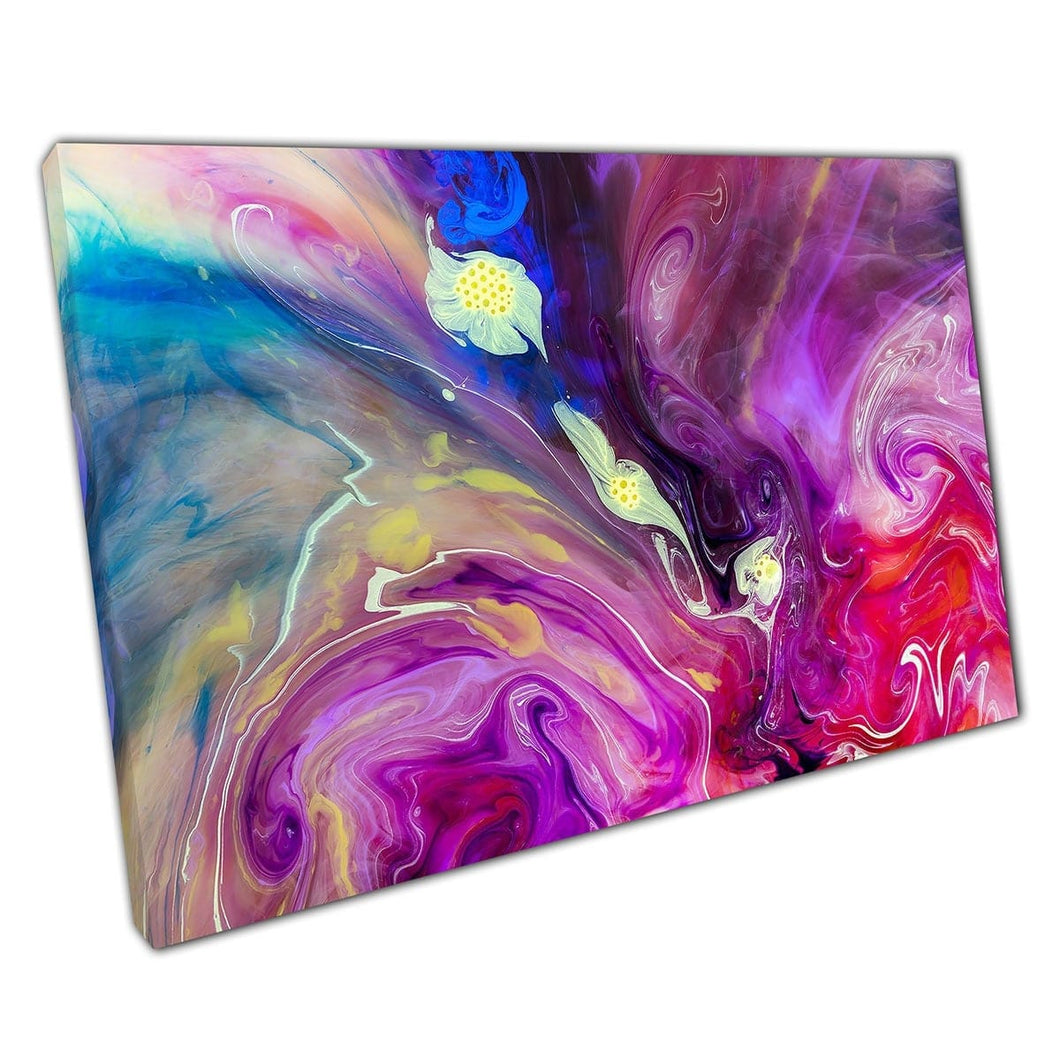 Kleurrijk levendig vrij stromende vloeistof die interessante vormen vormt en patronen Artwork Wall Art Print op canvas gemonteerde canvas print