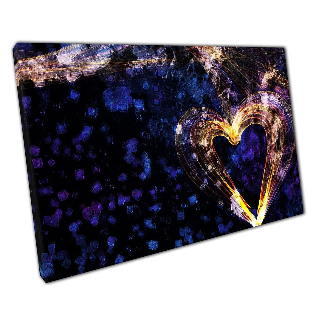 Kleurrijk abstract grunge hart van licht met verbrijzelde donkere achtergrond kunstwerken muurkunst print op canvas gemonteerde canvas print