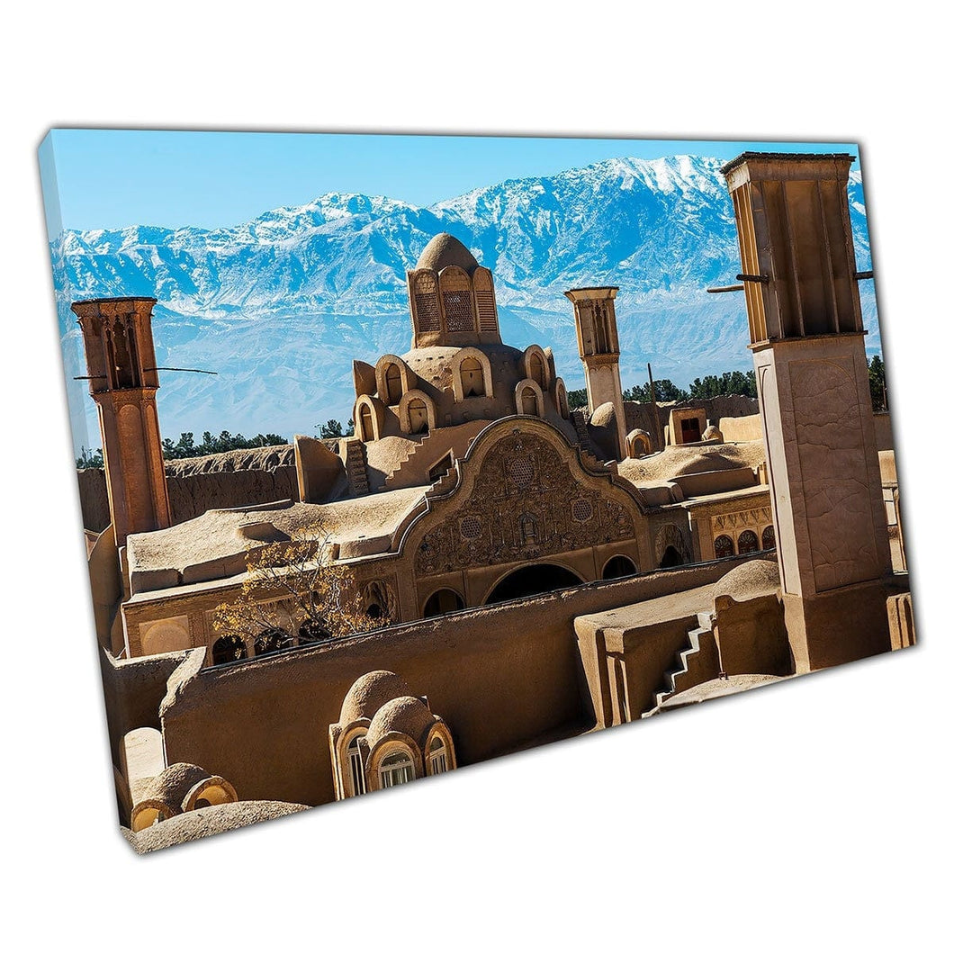 Beroemde ongebruikelijke architectuur Borujerdi House Kashan Iran Wall Art Print op canvas gemonteerde canvas print