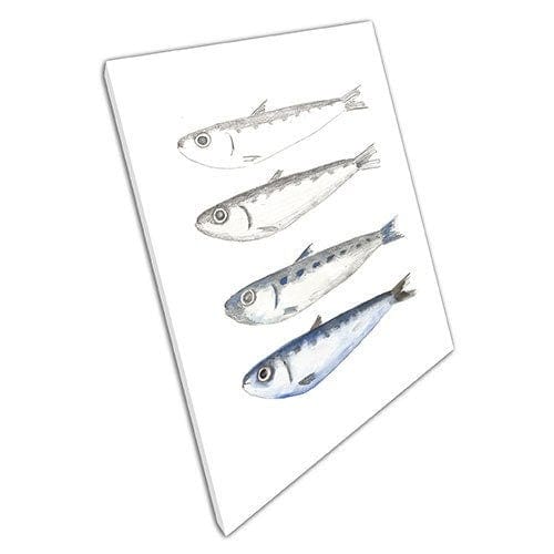 Print on Canvas Fishy Sardines Illustration Art Wall Art Print Mounted Canvas print