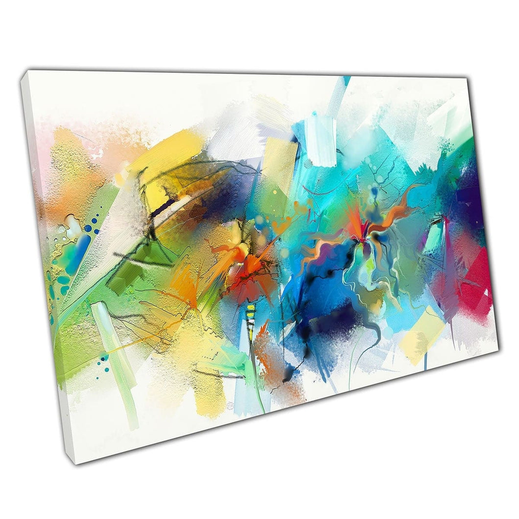 Rainbow Splatter Brush Socketto Multi Testured Paint Style Modern Contemporary Abstract Art Stampa di arte su tela Stampa di tela montata