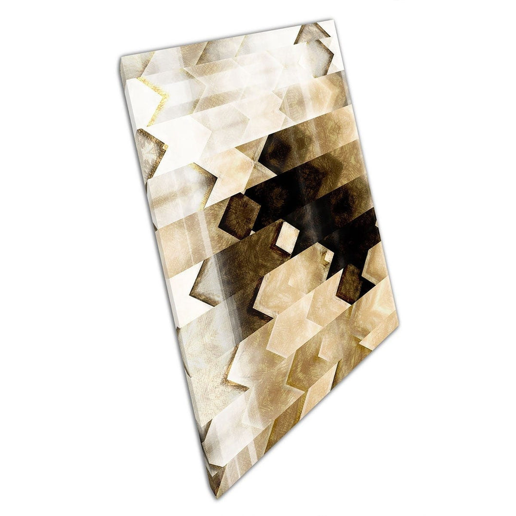 Angular Geometric Neutral Brown Minimalist Toned Abstract Modern Patterned Wall Art Print On Canvas Mounted Canvas print