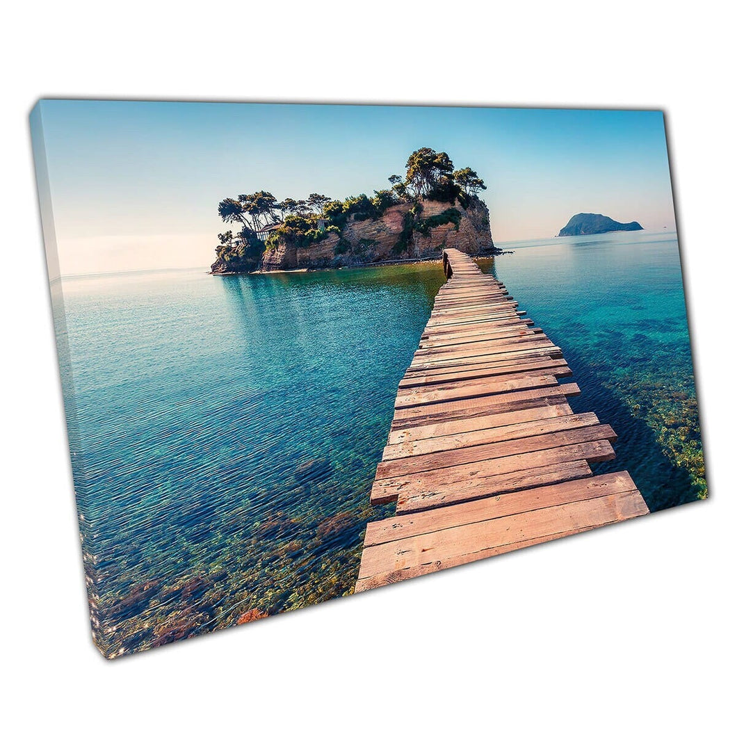 Spring uitzicht op Cameo Island Port Sostis Zakinthos Island Griekenland Canvas Wall Art Print op canvas gemonteerde canvas print
