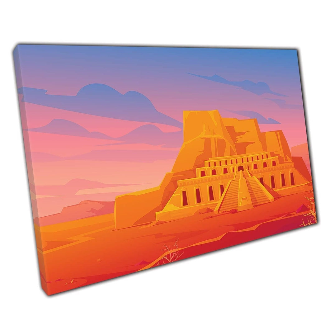 Mondazione mondiale di riferimento Egitto Tempio mortuario della regina Hatshepsut Digital Illustration Stampa artistica da parete su tela stampata in tela stampa
