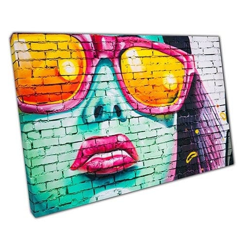 Print on Canvas Stylized Female Graffiti Art Ready to Hang Wall Art Print Mounted Canvas print